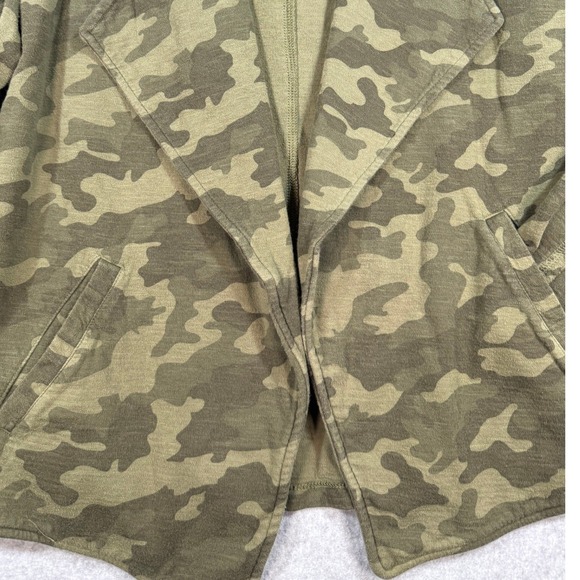 Womens Camo Open Front Waterfall Jacket Large Cardigan Jacket Casual Blazer - Picture 14 of 17